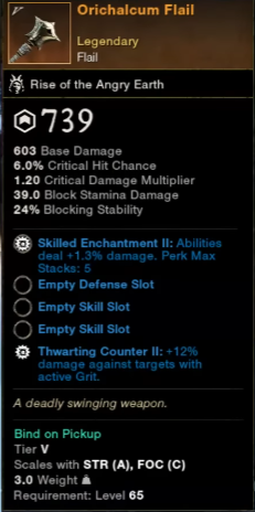 new world aeternum legendary orichalcum flail